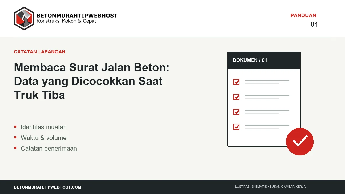 Ilustrasi Membaca Surat Jalan Beton: Data yang Dicocokkan Saat Truk Tiba berlogo Beton Murah Tipwebhost