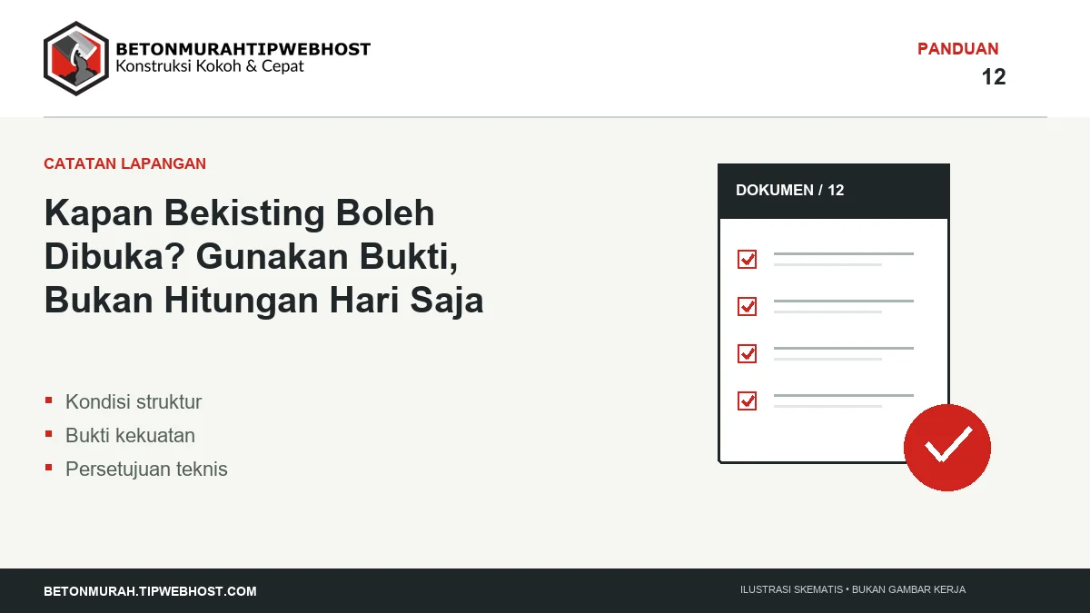 Ilustrasi Kapan Bekisting Boleh Dibuka? Gunakan Bukti, Bukan Hitungan Hari Saja berlogo Beton Murah Tipwebhost