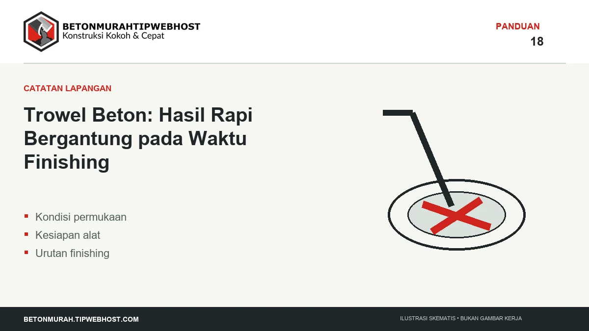 Ilustrasi Trowel Beton: Hasil Rapi Bergantung pada Waktu Finishing berlogo Beton Murah Tipwebhost